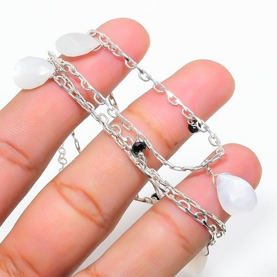 White Monalisa 925 Sterling Silver Jewelry Necklace 22'' d839