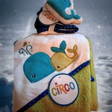 NWT Thick Circo Hooded Towel Washcloth Sponge Set Whales Lot 
