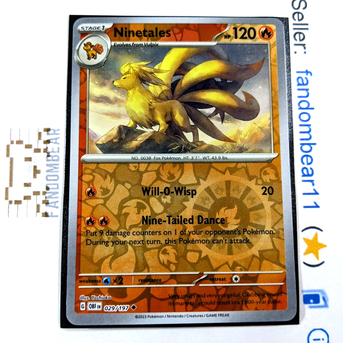 Ninetales REVERSE HOLO card 029/197 SV Obsidian Flames 2023