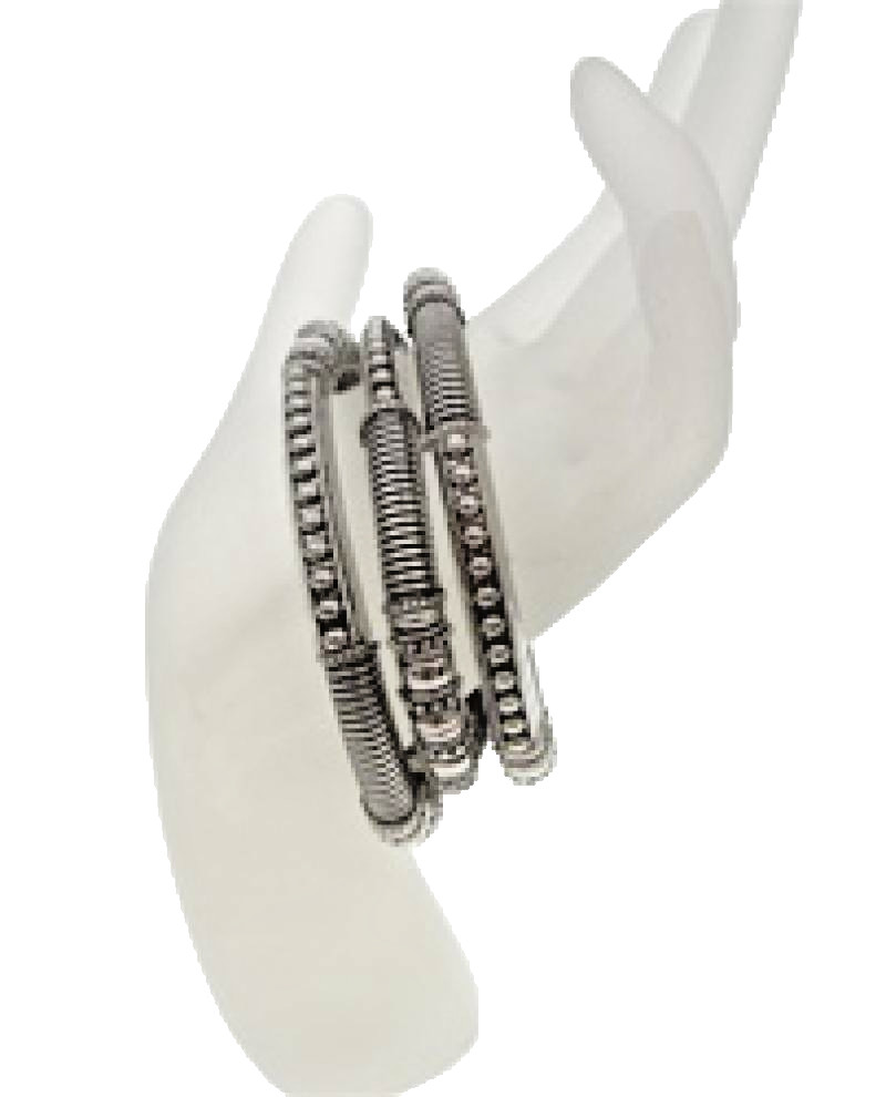 Chico Plata Pulsera 3 PC Set Elástico Envejecido Para Todo Diseñador de Nuevo