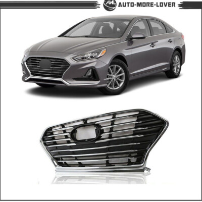 Front Bumper Grille For 2018-2020 Hyundai Sonata - Chrome & Black Upper Mesh Grille Replacement