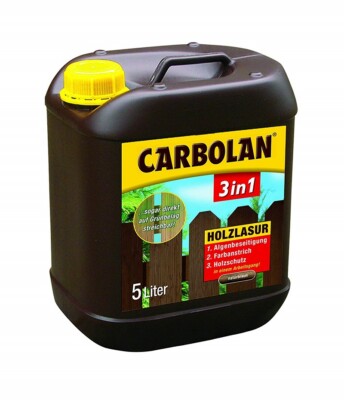 Carbolan 3 in 1 algenfrei - Zaunlasur, Holzlasur, Holzschutzfarbe - 5Ltr.