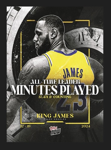 2024 TOPPS NOW ⭐ LEBRON JAMES ⭐ ALL TIME LEADER MINUTES PLAYED ☄️ N. 10 - 第 1/2 張圖片