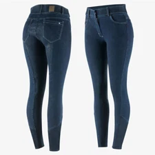 New! Women's Horze 'ARABELLA' SILICONE FULL SEAT DENIM BREECHES in 5 SIZES