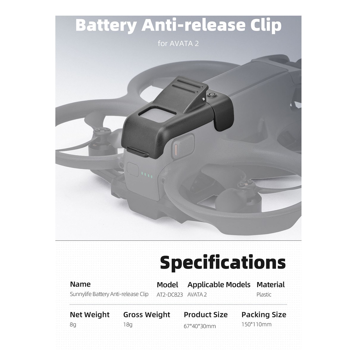 Honbobo Clip Anti-Décrochage Batterie Pour DJI Avata 2 – Verrouillage Sûr – Accessoire Protection Vol