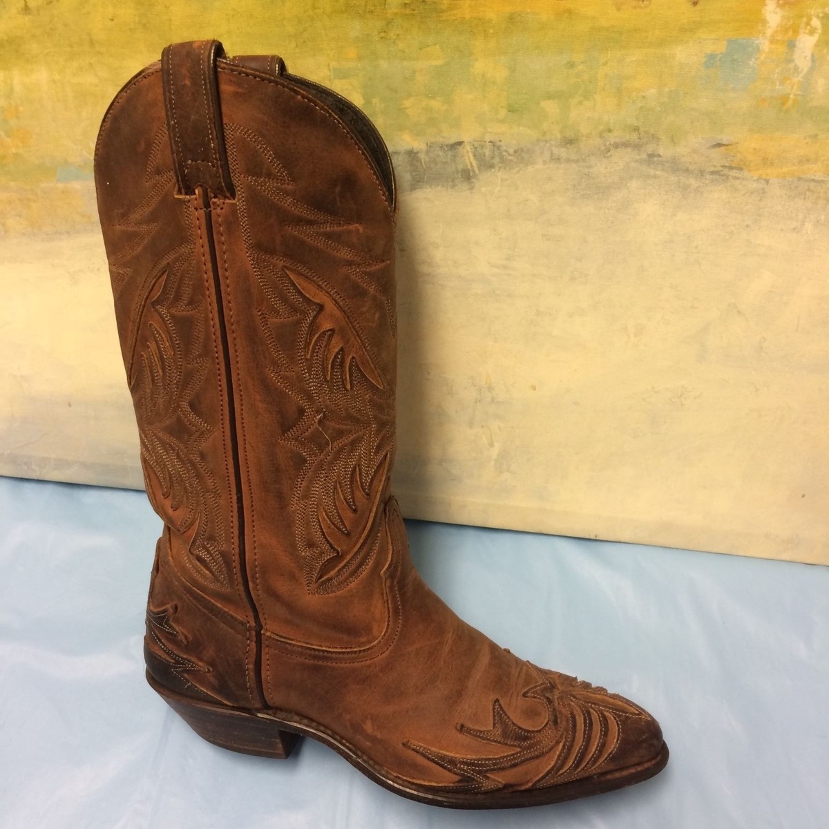 CODE WEST VTG Distressed Brown Cowhide Oiled Leather Western 