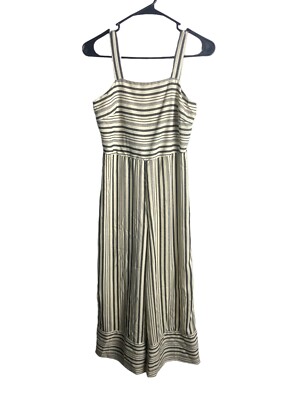 Japna Size Small Stripe Wide Leg Jumpsuit Smocked Black And