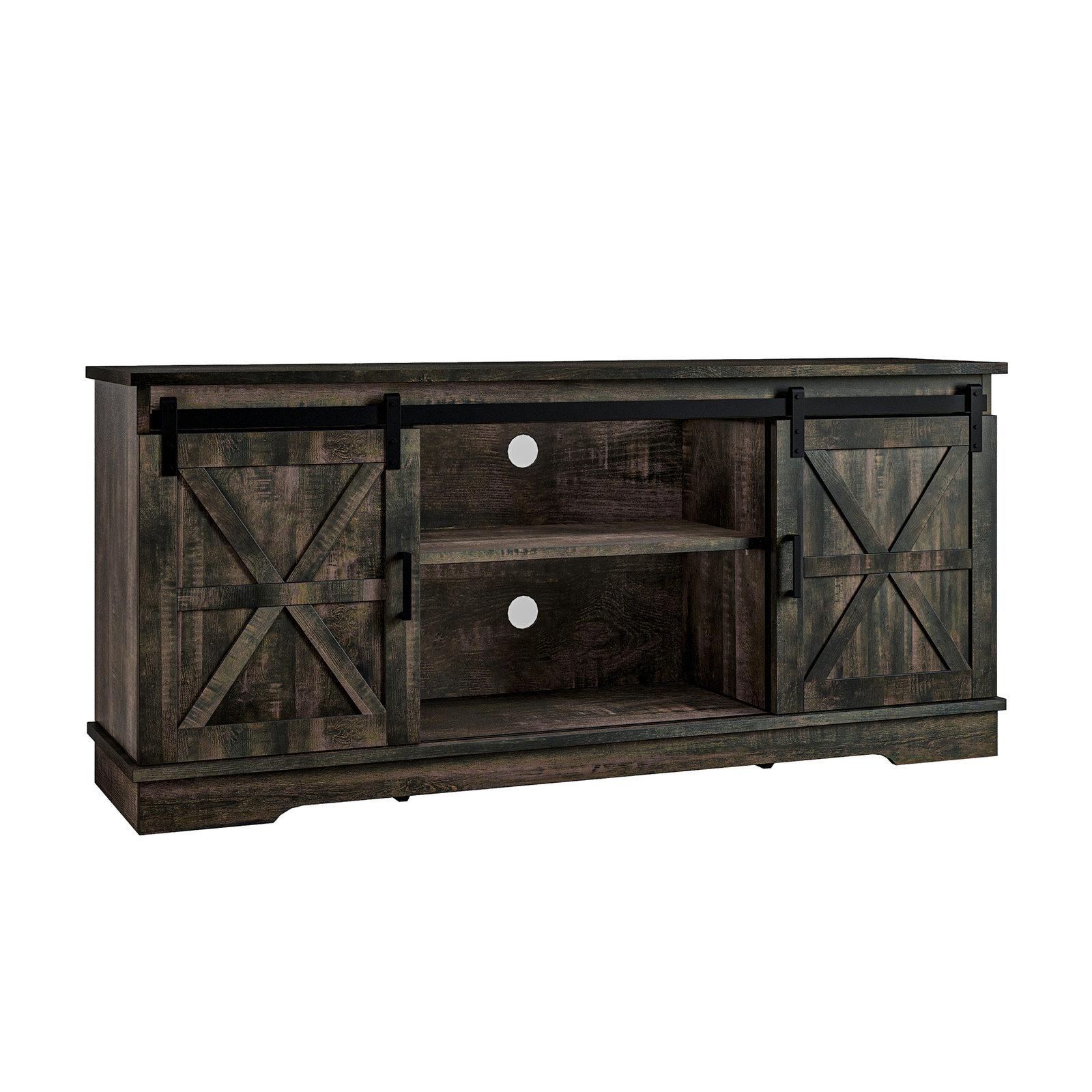 Rustic TV Stand Cabinet with Sliding Barn Doors for 65 Inch TVs Media Console