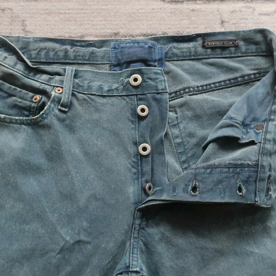 Pantalones de mezclilla ajustados vintage de rugby Ralph Lauren talla 31 32 polo azul lavado Foto 4 de 4