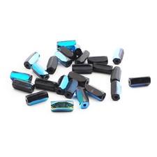 Lot 25pcs 10 mm Vintage Czech vitrail black pentagon bugle glass beads