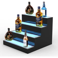 MESAlLUP 16 Inch 3 Tier LED Lighted Liquor Bottle Display Shelf Lighting Bar