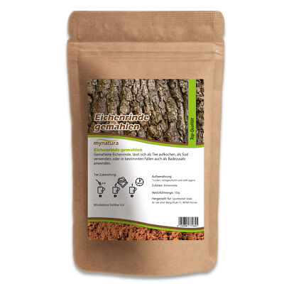 Mynatura Eichenrinde, gemahlen (100g) vegane Ernährung füt Tee Rindenpulver