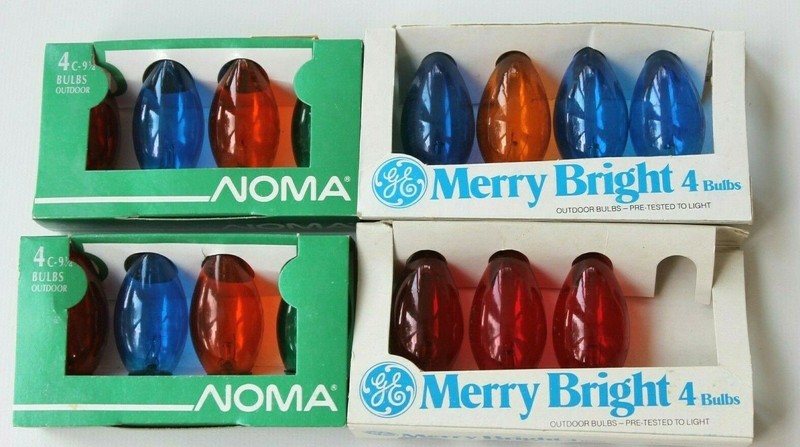 Lot of Vintage Christmas Replacement Light Bulbs, Noma & GE Merry Bright