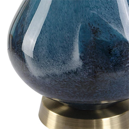 Uttermost Riviera Coastal Steel Glass Table Lamp in Sapphire Blue/Antique Brass - Picture 5 of 7