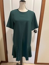 ZARA Women Size L Green Crew Neck Short Sleeve Shift Dress