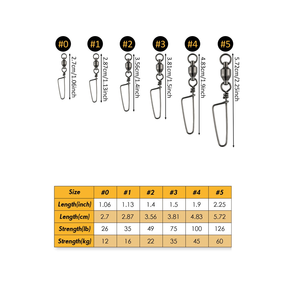 20pcs Fishing Ball Bearing Swivel Coastlock Snap Connector Saltwater 4
