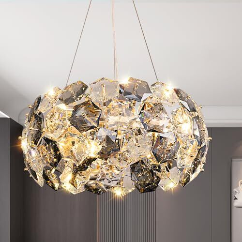 IBBIBABO 6-Light Modern Crystal Chandeliers for Living Room 20IN Gold Crystal...