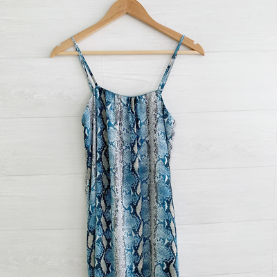 blue snakeskin dress Buddy Love - Blue snakeskin print chiffon maxi dress size S