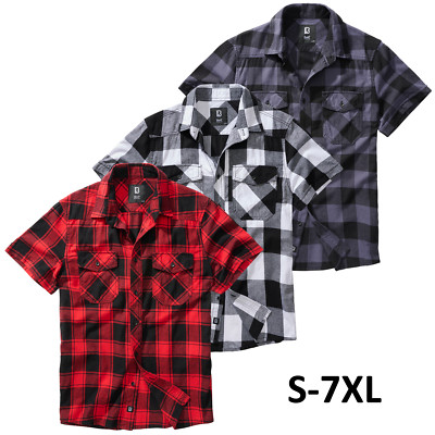Brandit Herren Check Shirt Halfsleeve Männer Kurzarm Holzfäller Karo Hemd Neu
