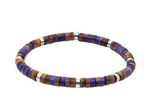Bracelet Pierres Naturelles Lapis Lazuli Et Hématite 4mm - Sur Mesure - Neuf