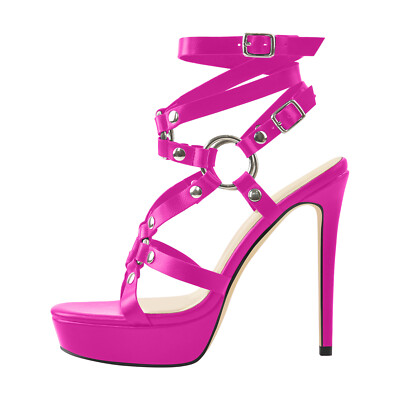 Onlymaker Women's Stiletto Platform Sandals Buckle Sexy Ankle Wrap Party Shoes