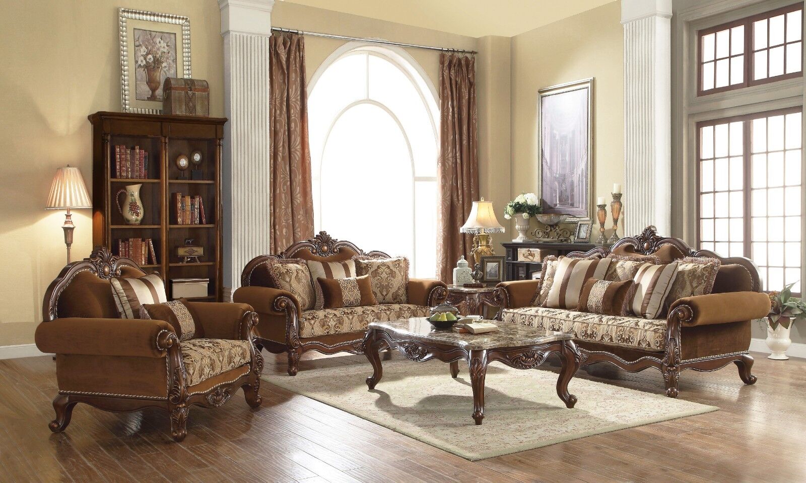 Formal Traditional Antique 3Pcs Sofa Set Multi Color Jacobean Fabric Living Room For Sale Online EBay