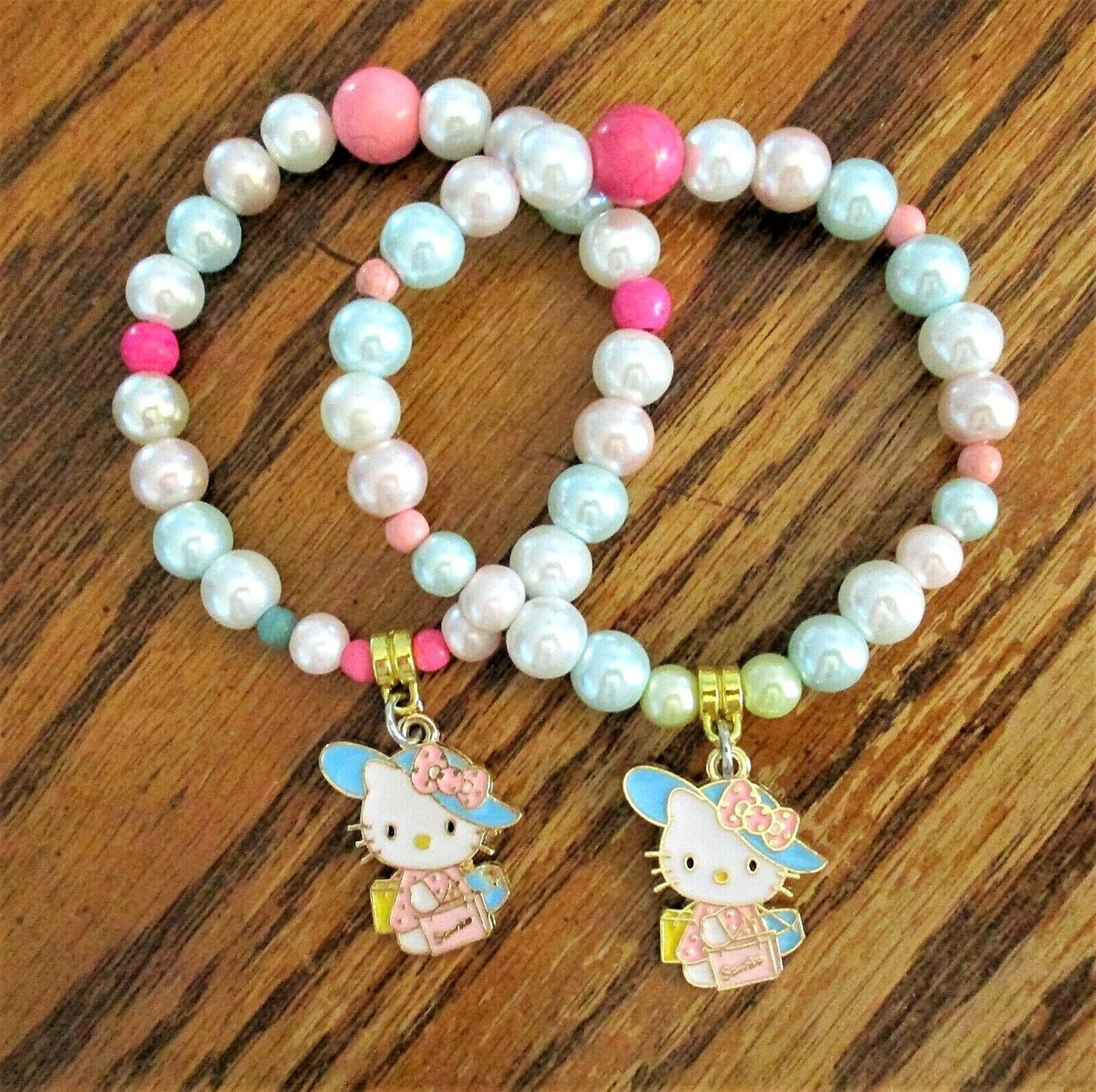 Hello Kitty Charm Bracelet Set, Pastel Pearls & Turquoise  display picture 2