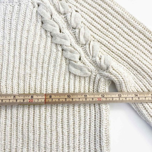 Tahari Cream ivory Gold Knit pullover Sweater Tunic Cozy Boho girls size M 10-12 - Picture 6 of 6