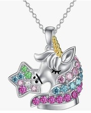AOBOCO Sterling Silver Unicorn Pendant Necklace with Star Crystal, Unicorn...