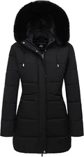 Women'S Winter Puffer Coat Thicken Fleece Lined down Jacket Waterproof Faux Fur 
