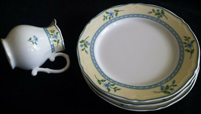 Van Well  1x Kuchenteller Wellenrand blau grün gelb bis 3 Stk oder Milchkännchen