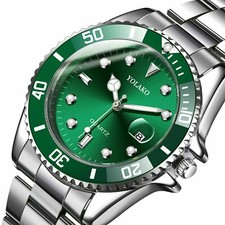 Reloj de pulsera clásico de lujo de cuarzo con fecha analógica informal de acero inoxidable para hombre