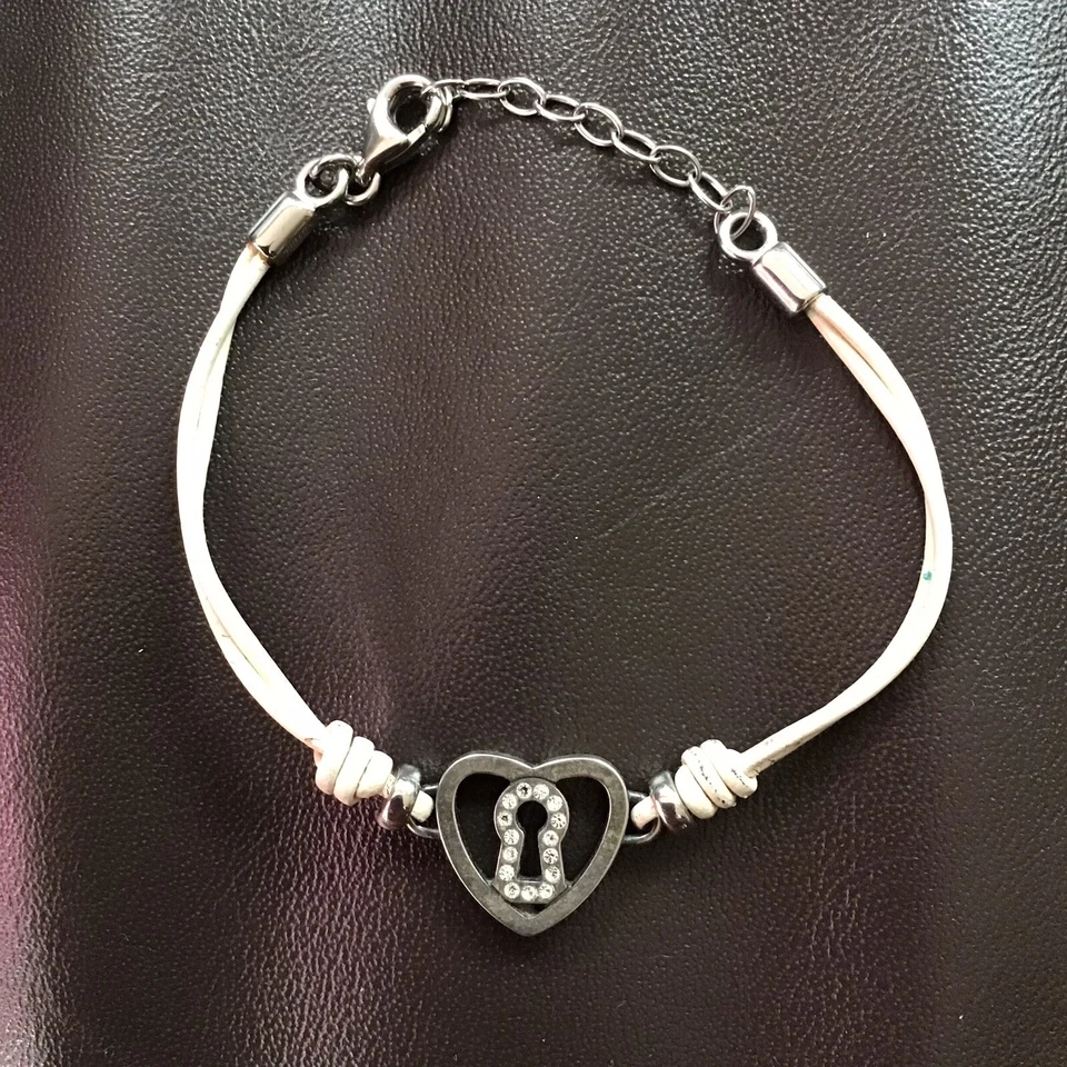 Fossil Damen Armband m. Herz - Schloß - Ornament Edelstahl + Zirkonia 🎀 - Bild 2 von 4