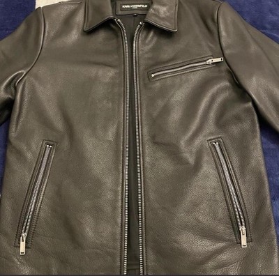 Karl Lagerfeld Black Leather jacket size medium 