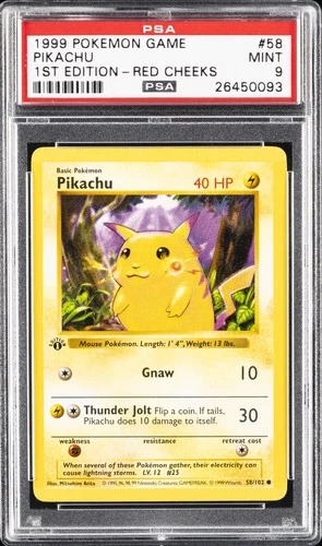 1999 POKEMON BASE SET 1ST EDITION-RED CHEEKS #58 PIKACHU PSA 9