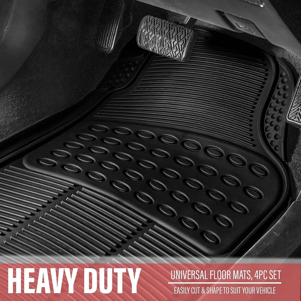 PARA SAAB 93 9-3 95 9-5 - JUEGO COMPLETO DE 4 ALFOMBRILLAS DE GOMA DE ALTA RESISTENCIA UNIVERSALES Foto 2 de 4