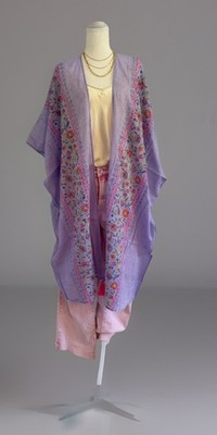 NEW! Raj Lavender Floral Cotton Hand Stenciled One Size Women Kimono 