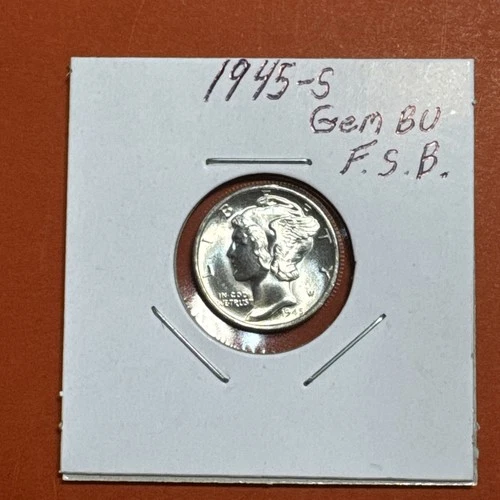1945 S Mercury Dime Gem BU FSB