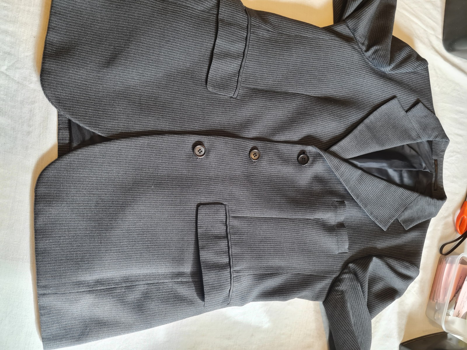 Vintage Burton 3-Piece Suit 2xTrousers Grey Pinstripe Royal Warrant 38s/ 34-36W image 9
