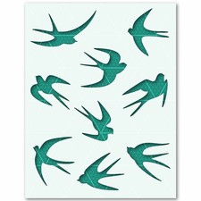 Swallow Bird Stencil Flying Flock Nature Wildlife Sky Silhouette Tattoo