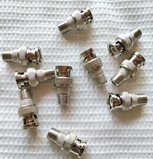  10x BNC Male to F Type Female Screw On Adapter Coax Cable Connector Nickel.