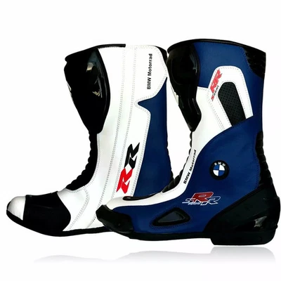 Bottes De Moto En Cuir Moto Cuir Bottes Courses Bottes De Motard En Cuir Homme - Photo 1/2