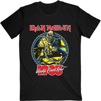 Iron Maiden T Shirt World Piece Tour 83 V 2 Band Logo Nue offiziell Herren Size