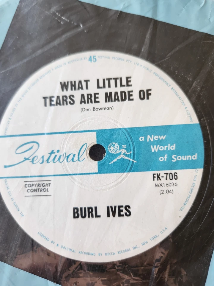 Burl Ives "Pearly Shells (Pupu O Ewa)" 1964 FESTIVAL Oz 7" 45rpm - Image 2 of 2