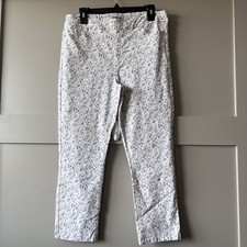 Mario Serrani Pants Womens Large Floral Stretch Casual Slim Fit Pattern Trousers