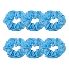 6 Pcs Satin Hair Scrunchies, Solid Hair Ties, Blue