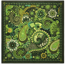 Multi-Greens Paisley Floral Scarf Bandana 21.65" x 21.65" Poly Blend