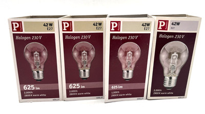 4 Stück Paulmann Halogen 42W E27 230V 625lm 2800K warmweiß 400.27 Neu