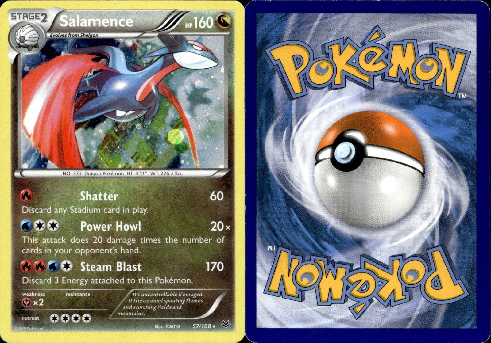 Salamence 57/108 Holo Rare Roaring Skies Cosmos Holo Rare 2015 Pokemon TCG LP