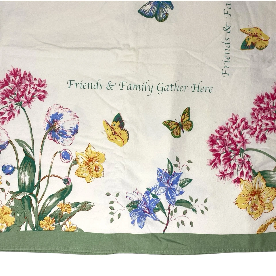 Lenox Tablecloth 60 x 76 Friends And Family Gather Here Flowers Butterflies - Image 3 of 4